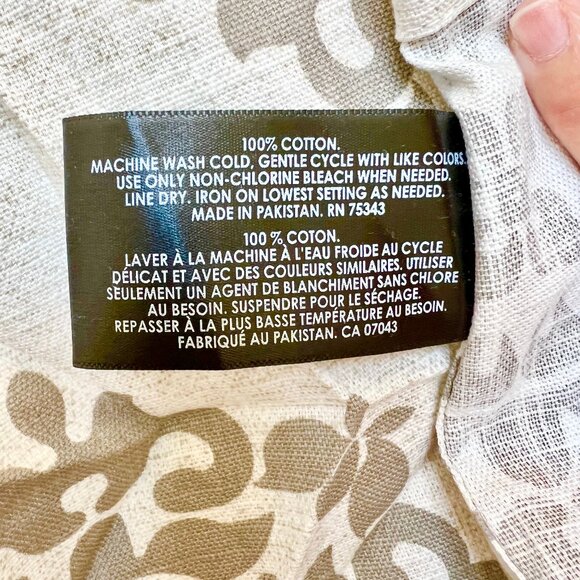 Tahari Home Gray Mosaic Print Linen Floor Length Curtain Panel Set 80"x50" each - Picture 4 of 5